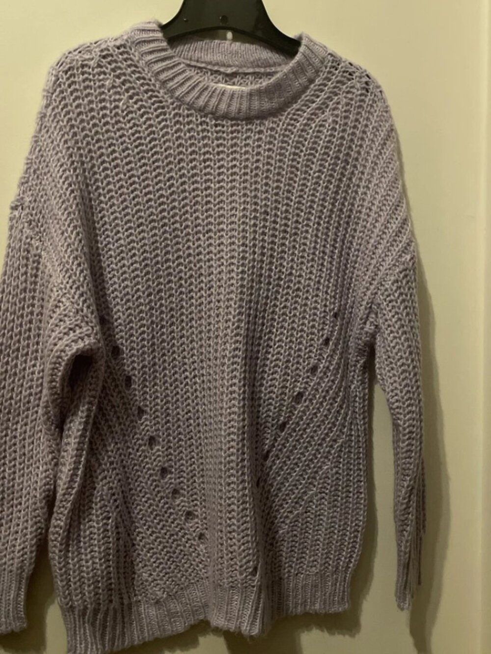 AMERICAN EAGLE Round Neck Eyelet Knit Lilac Pullover Knit Sweater Women's Size S